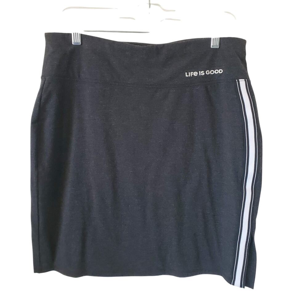 Life Is Good Womens Black Casual Skirt with Stripe Size Large Athleisure